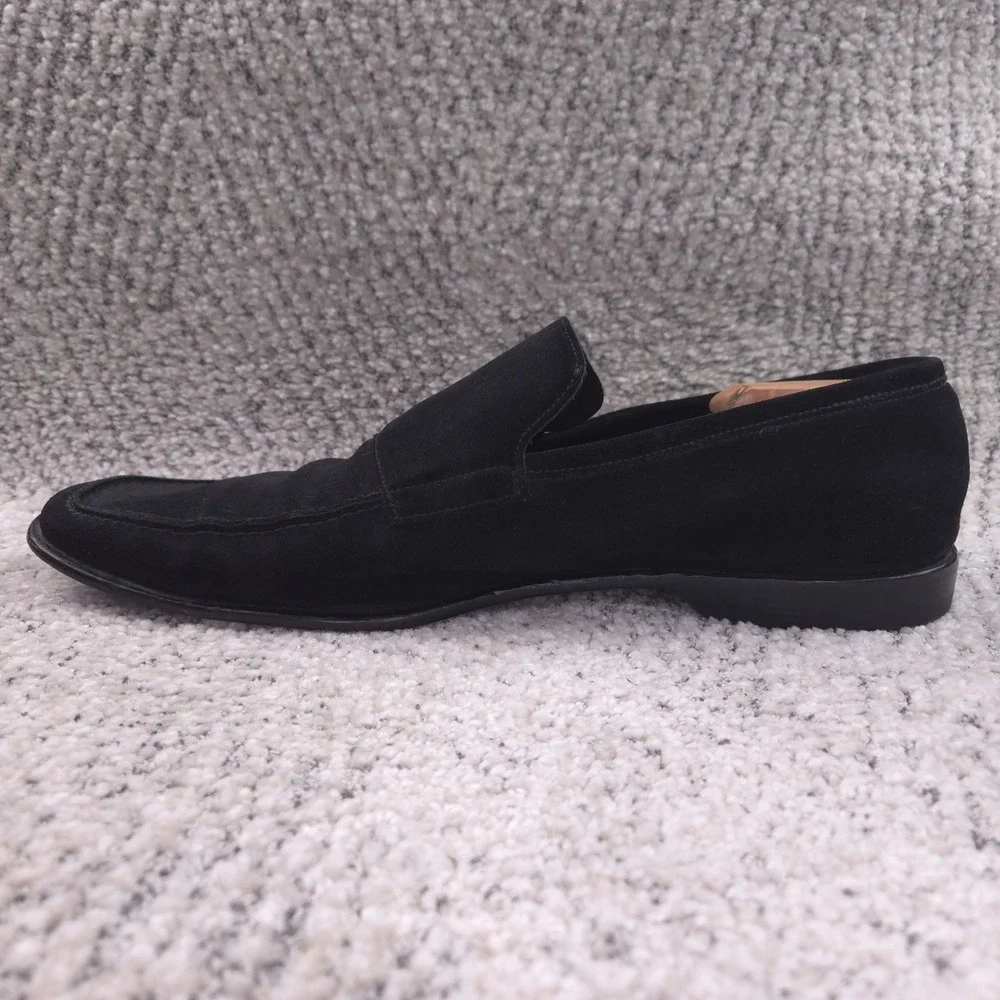 Gucci Loafers Mens Size 13D 13.5 US Shoes Slip On Suede Logo Black Square Toe